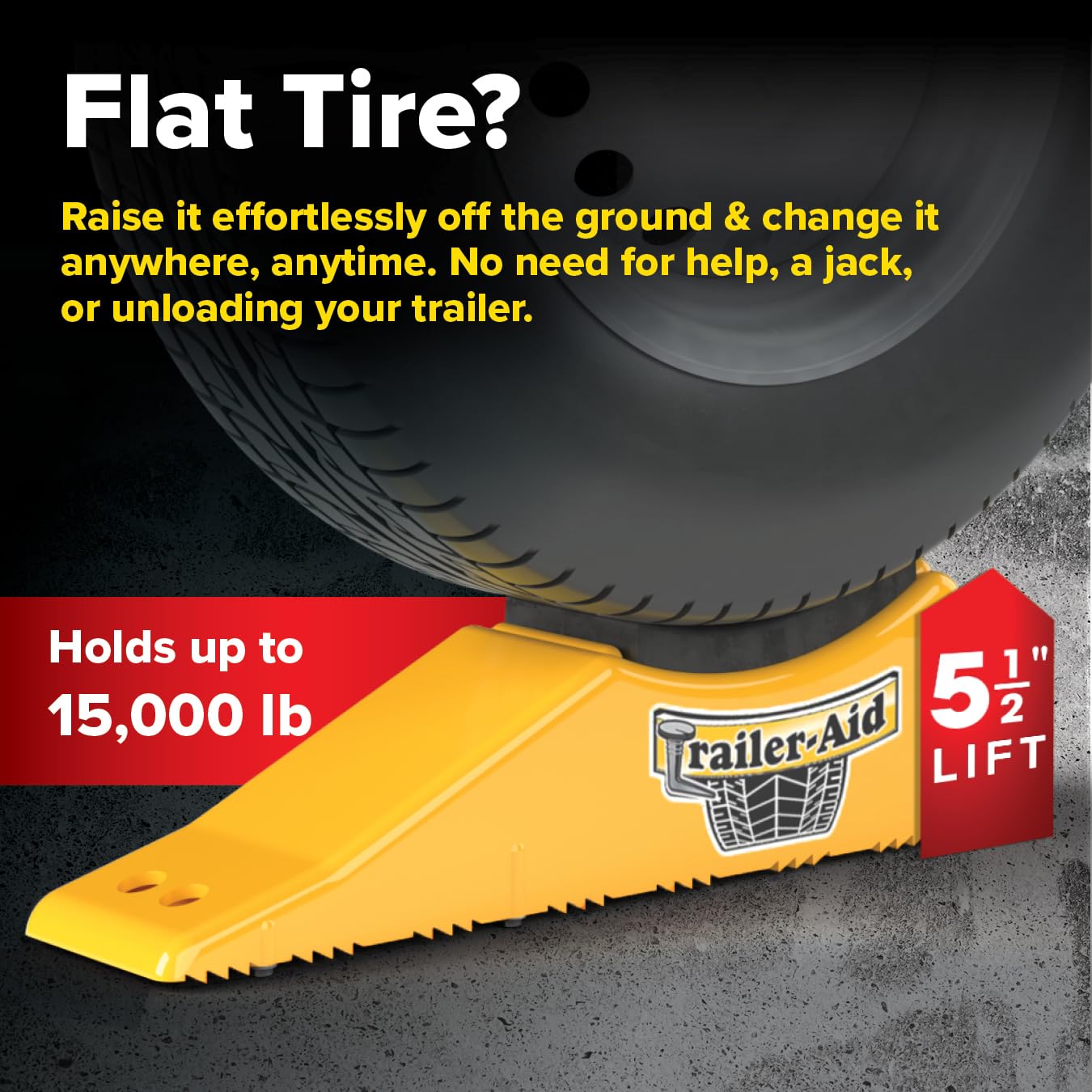 Camco Trailer Aid Plus - 5 1/2" Lift Tandem Tire Trailer Ramp - Quickly Change RV & Trailer Tires Without Unloading Cargo - Trailer & RV Accessories for Easier Hauling (21002)