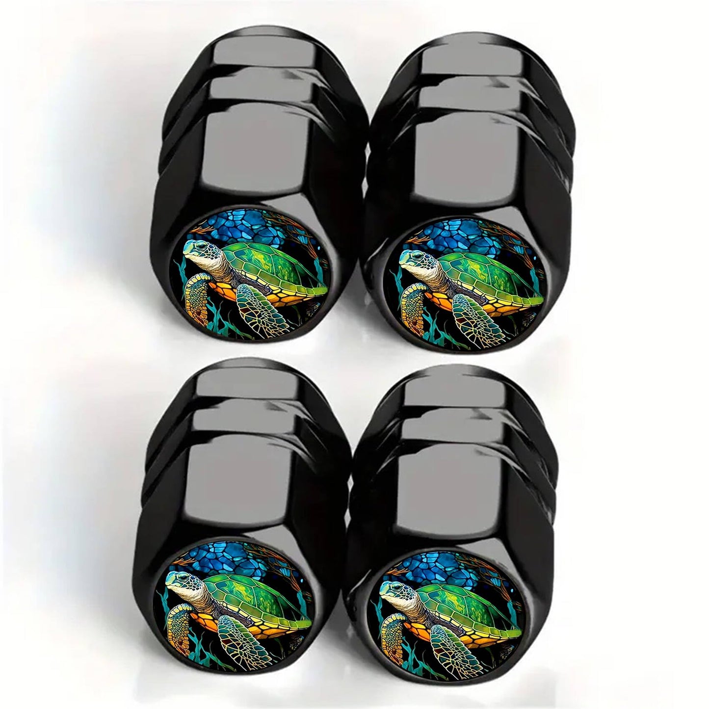 4Pack Turtle Tire Valve Stem Caps Aluminum Rust-Proof Valve Stem Covers