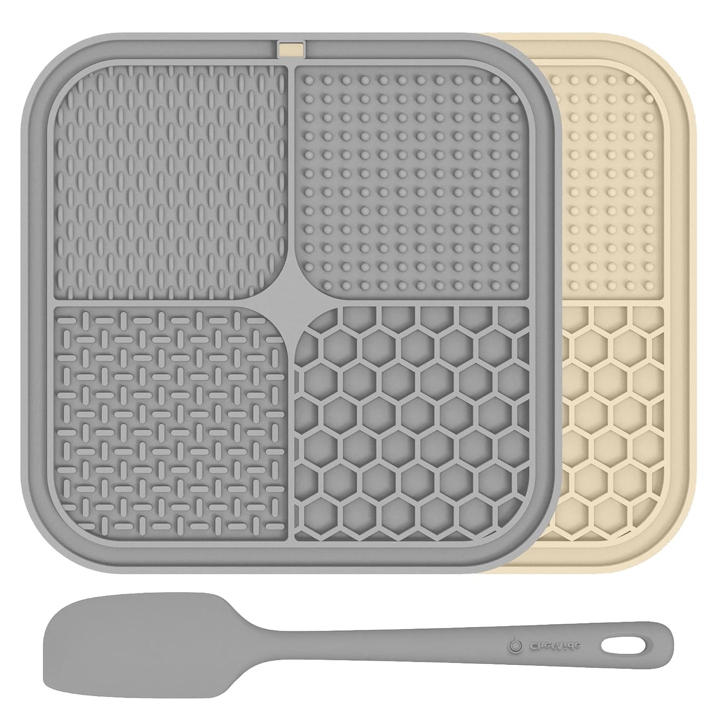 ChefAide 2 Pack Lick Mat for Dogs,Cats,Upgraded 8.5×8.5 inches Licking Mats with Suction Cups,Slow Feeder Licking Pad for Anxiety Relief and Boredom Reducer,Suitable for Dog Training Set 2
