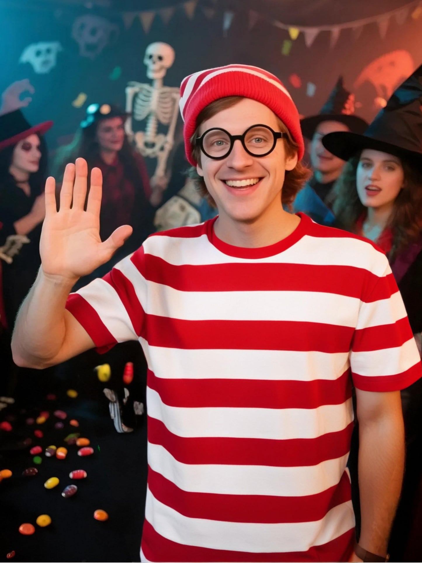 Funny World Mens Red and White Striped Shirt Cotton Short Sleeve Casual T-Shirts, Red and White, 3X-Large