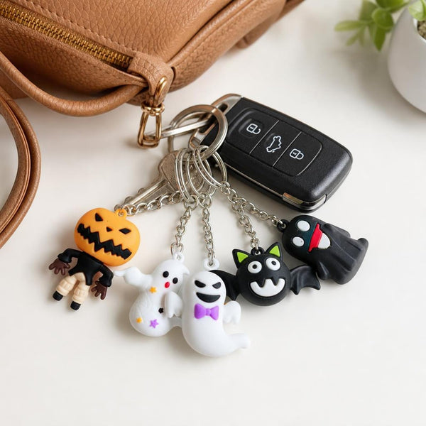 5Pcs Halloween Mini Figurines - Spooky Cute Ghost, Pumpkin, Skeleton, Witch, Bat - Classic Collectible Dolls for Trick or Treat Gifts, DIY Craft Accessories, Hanging Tree Home Decor