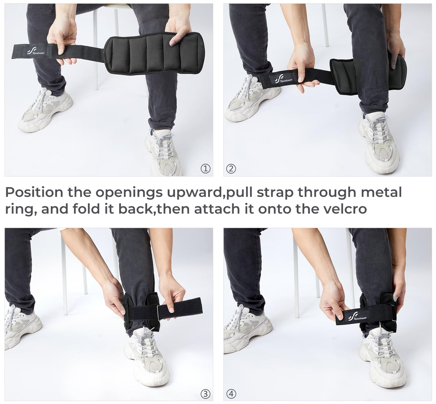 Sportneer Adjustable Weighted Ankle Weights Set 1 Pair 2 4 6 8 10 Lbs Leg Weight Straps for Women Men for Gym,Fitness, Workout,Walking, Jogging,1-5 lbs for Each Ankle, 1 Pair 2-10 lbs (Black)