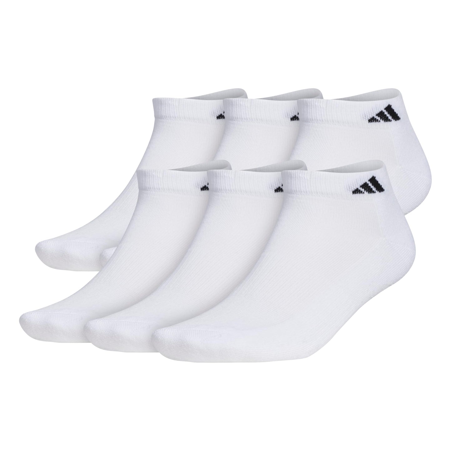 adidas Men's Athletic Cushioned Low Cut Ankle Socks (6 Pairs) Durable & Comfortable, White/Black, X-Large
