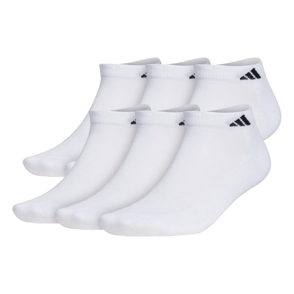adidas Men's Athletic Cushioned Low Cut Ankle Socks (6 Pairs) Durable & Comfortable, White/Black, X-Large