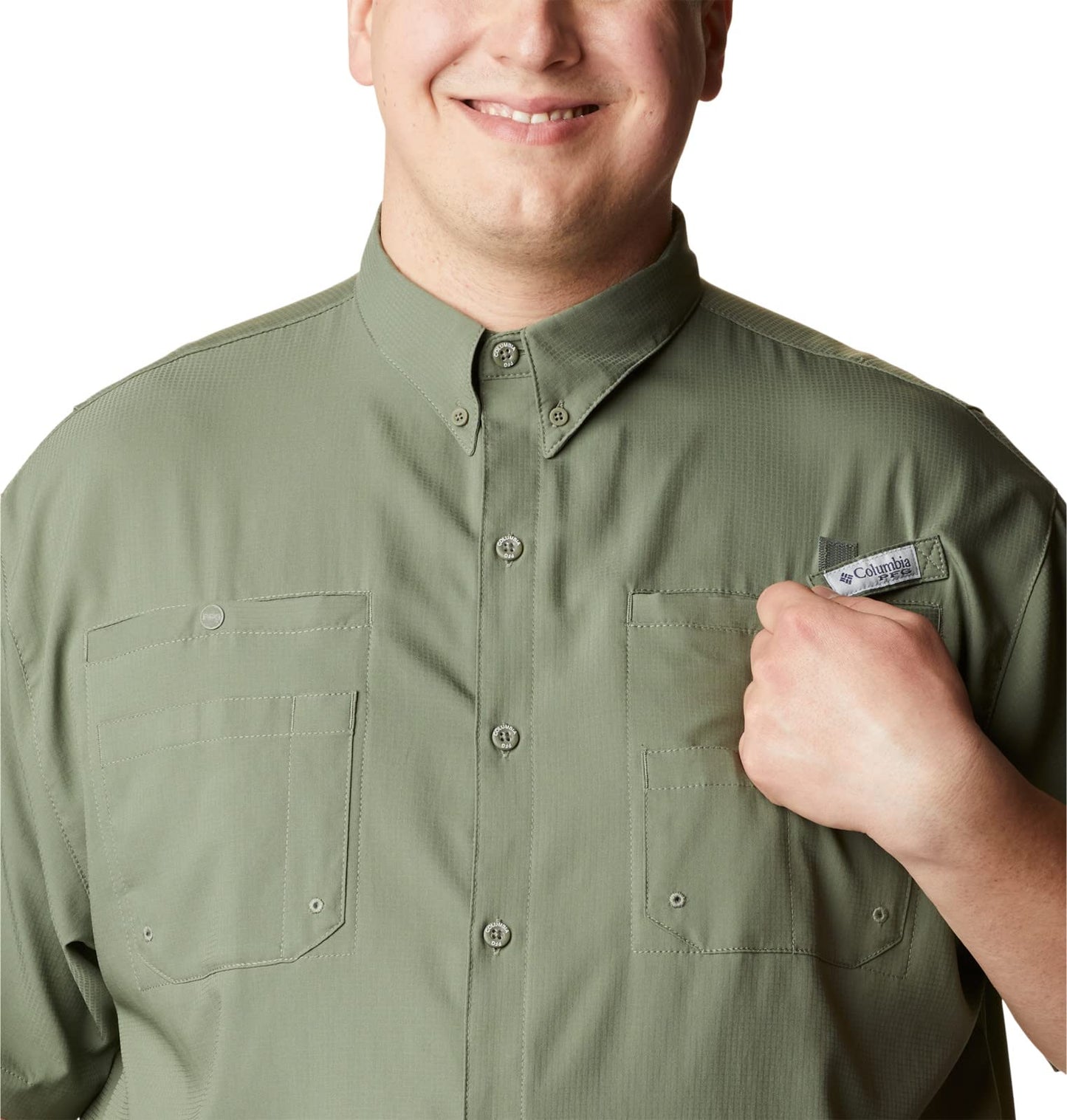 Columbia Mens PFG Tamiami II Short Sleeve Fishing Shirt, Cypress, Small
