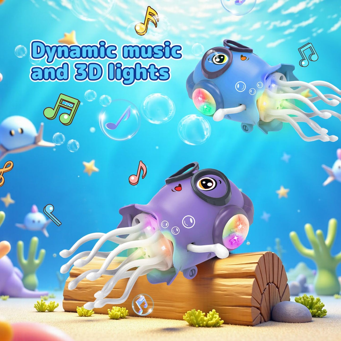 Zonopy Christmas Dancing Jellydancer Baby Toy, Crawling Jellydancer Tummy Time Toy Stocking Stuffers for Boy 3-6 Girls 6-12, Magic Dancing Music Toys for 3 4 5 6 7 8 Year Old Kids Birthday Gifts