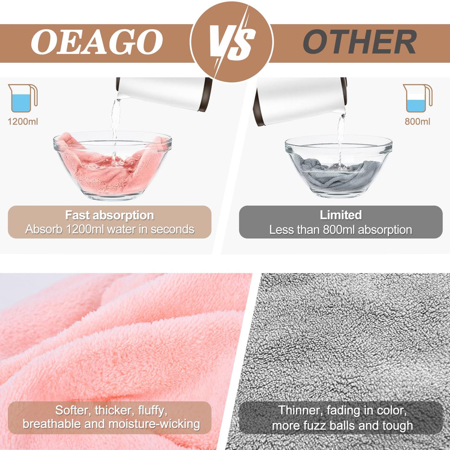 OEAGO Microfiber Hair Towel for Women: Valentines Day Gifts for Her Girlfriends Wife Stocking Stuffers for Women Drying Wrap Towels for Curly Hair Head Accessories 3 Pacs Anti Frizz