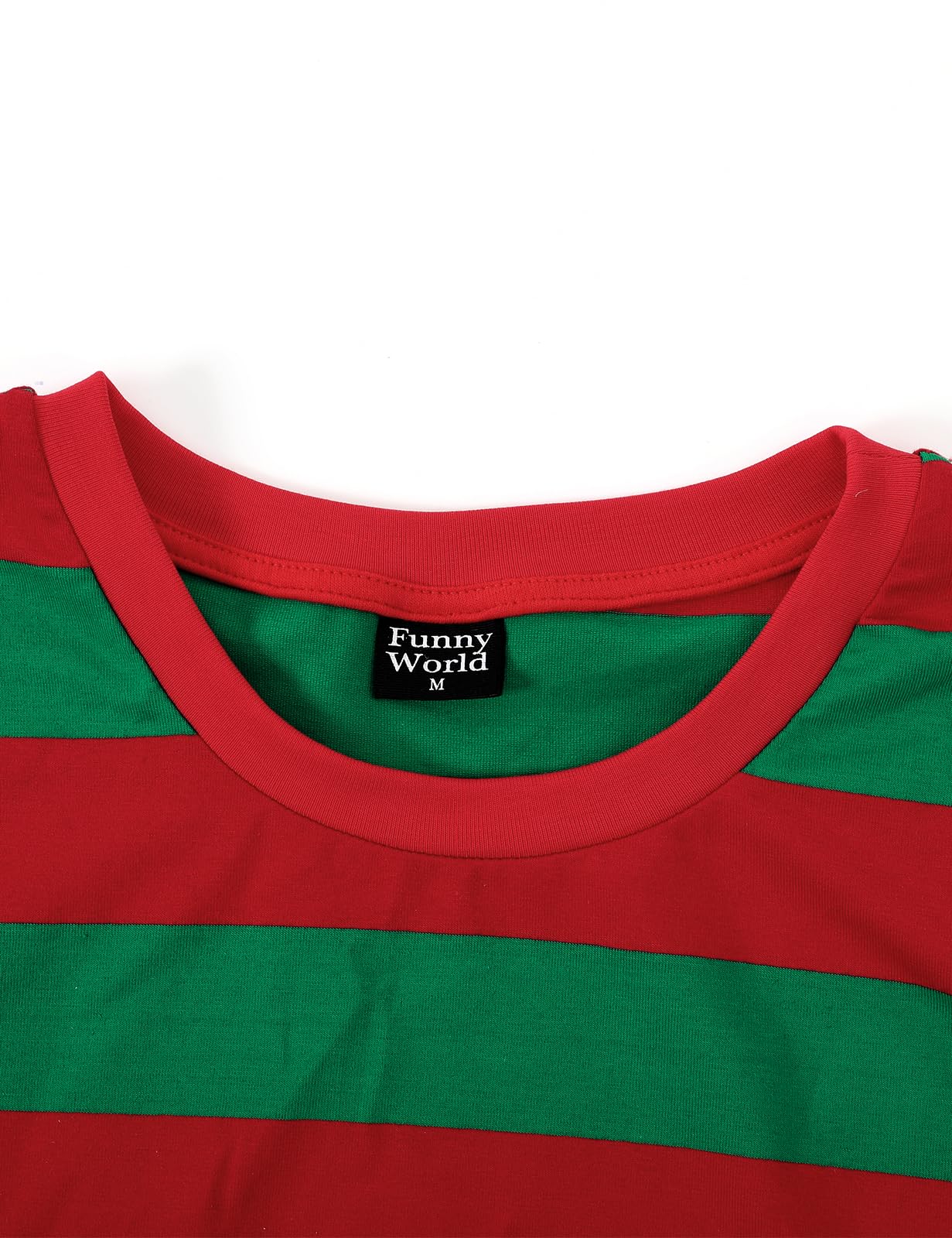 Funny World Red and Green Striped Shirt Long Sleeve Mens Christmas T-Shirts, Large