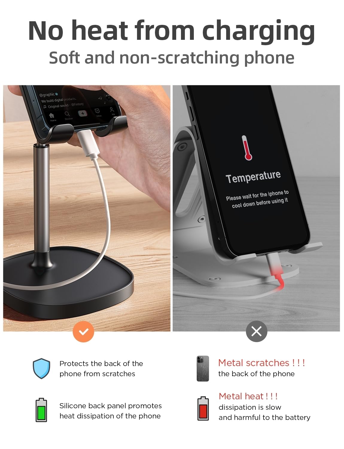 LISEN Cell Phone Stand Adjust for iPhone Phone Holder for Desk Recording, Gifts Women Office Desk Accessories PC Gaming Essentials Kitchen Gadgets Fit OtterBox Case Switch iPad Air Tablet 4-10 in