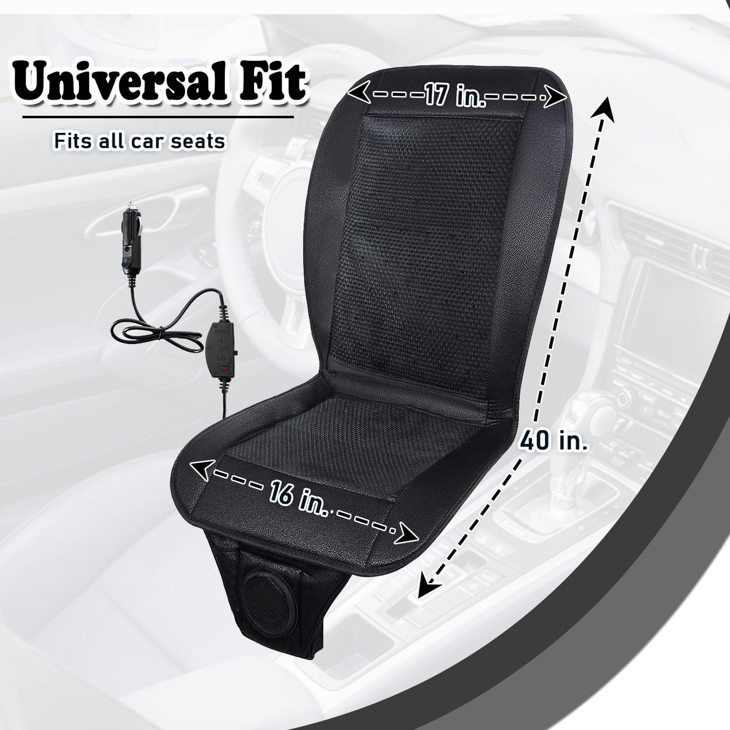 ZONETECH Cooling Car Seat Cushion - Black Automotive Adjustable Temperature Comfortable Cooling Car Seat Cushion (1 Pack)