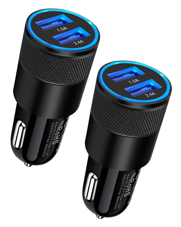 Fast-Charge Dual USB Car Charger (2-Pack)