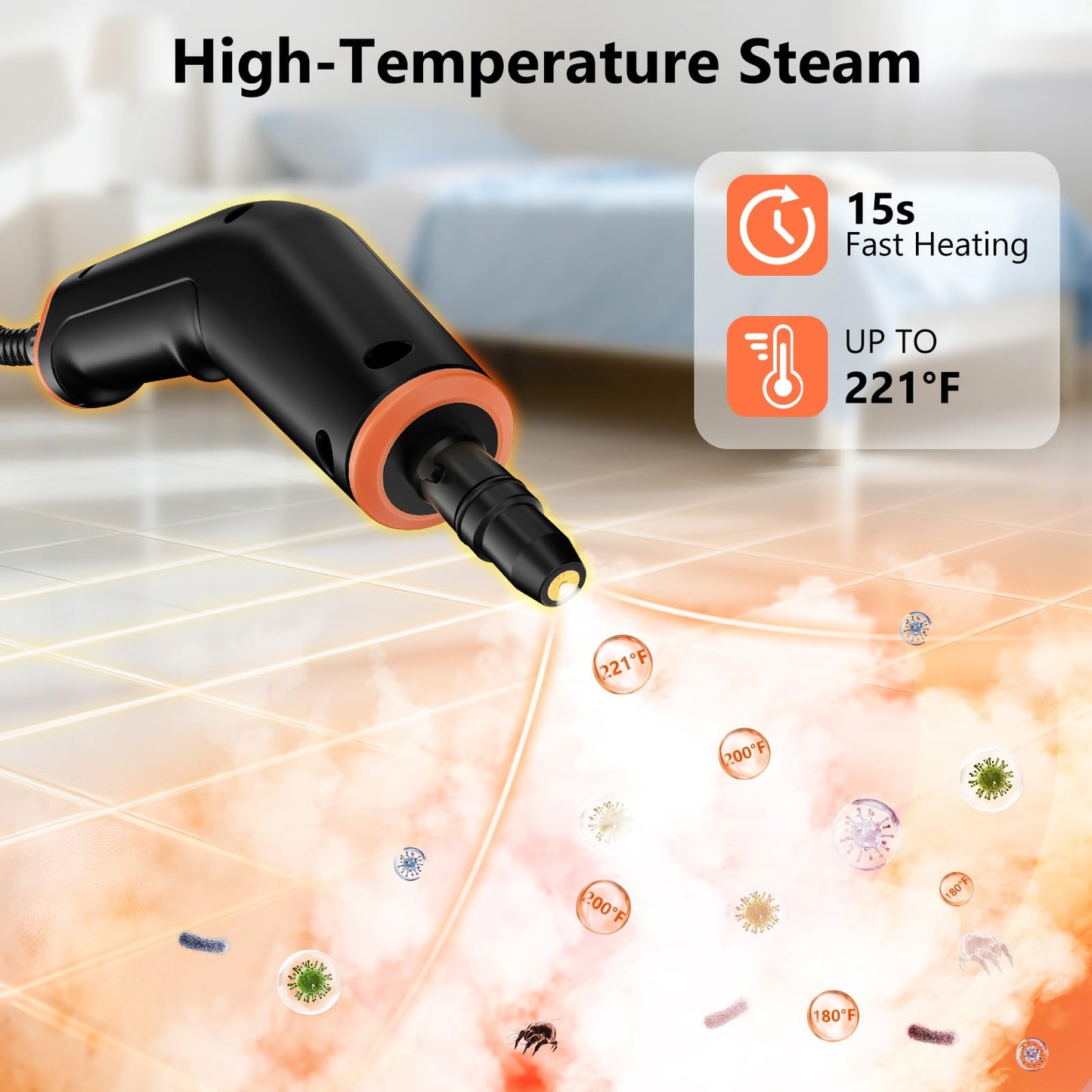 Steam Cleaner, Portable Steamer for Cleaning with 16pcs Accessories,