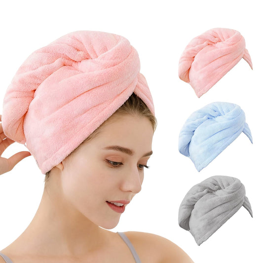 OEAGO Microfiber Hair Towel for Women: Valentines Day Gifts for Her Girlfriends Wife Stocking Stuffers for Women Drying Wrap Towels for Curly Hair Head Accessories 3 Pacs Anti Frizz