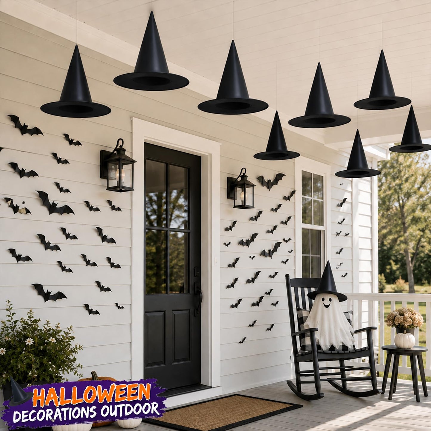 Tepoobea Halloween Witch Hats & Bats Decor Set