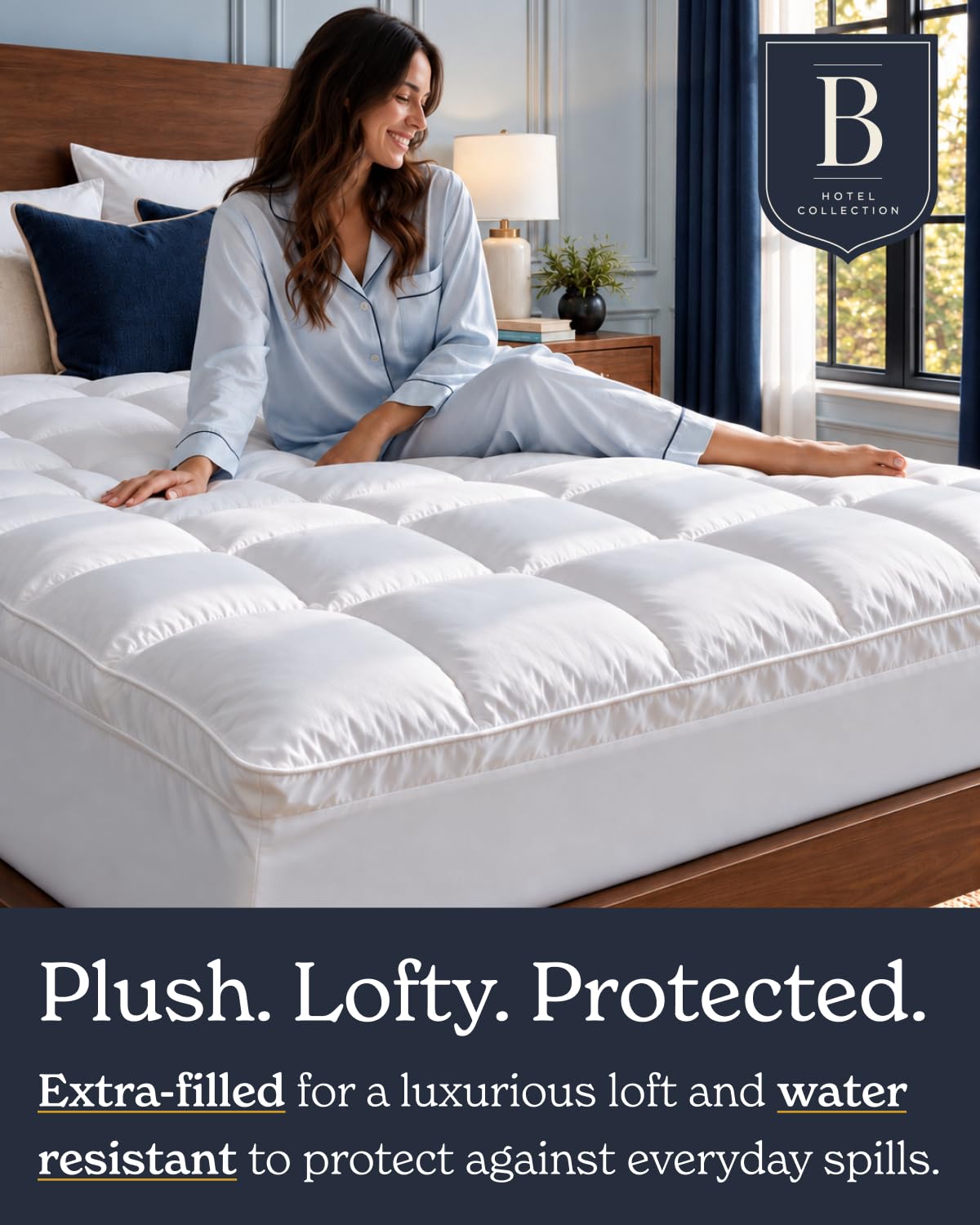 Beckham Hotel Collection Twin XL Size Hybrid Mattress Protector & Pad - Extra Padded, Thick, Plush, & Fitted Mattress Topper for Bed - Quilted Pillow Top Mattress Cover