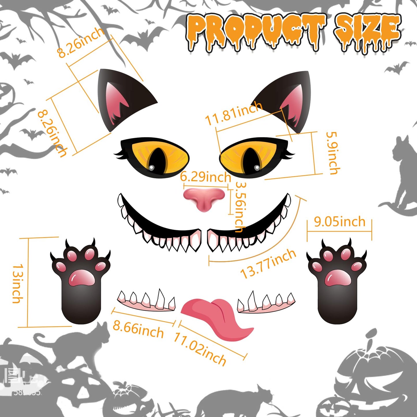POILKMNI Halloween Black Cat Trunk or Treat Car Decorations Kit