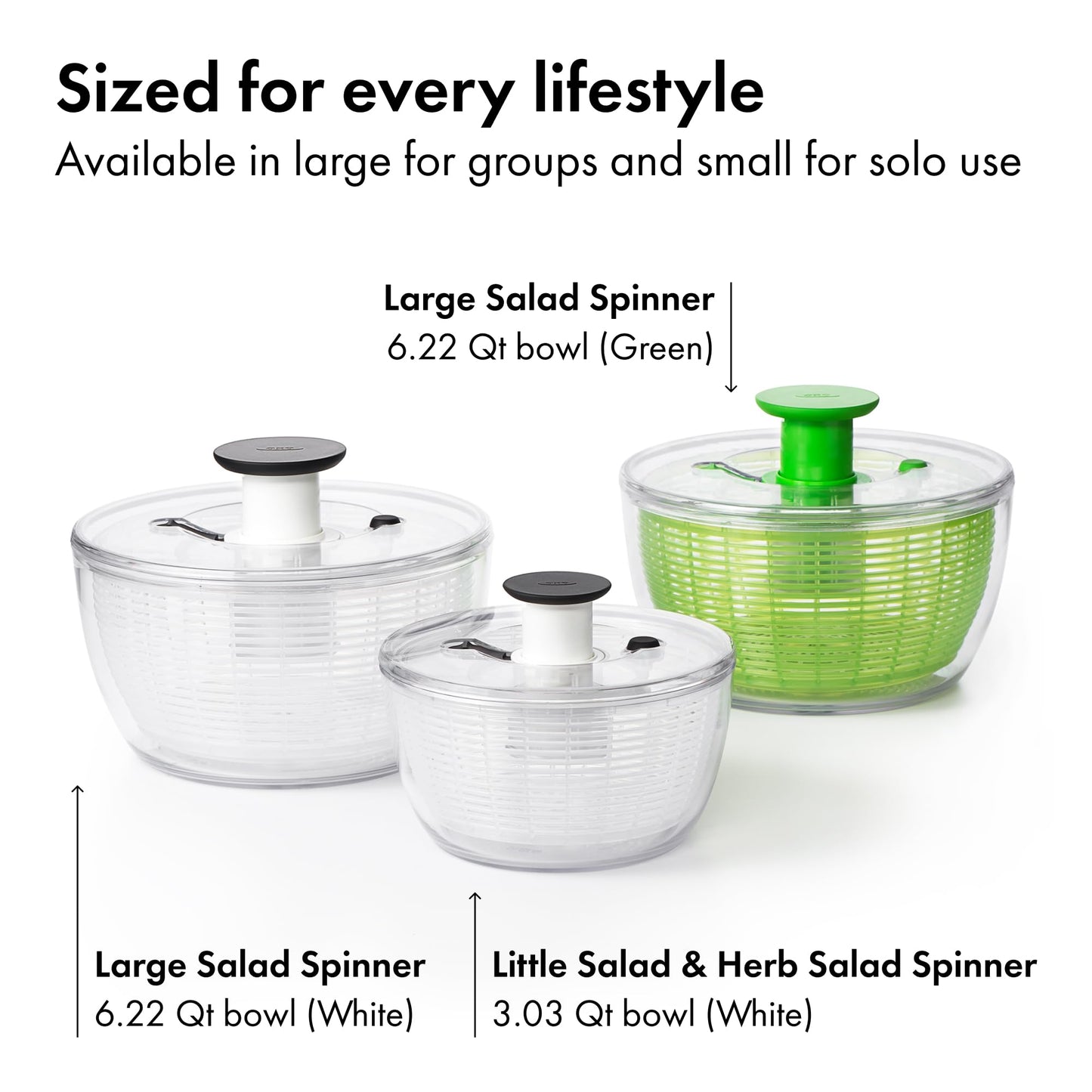 OXO Good Grips Little Salad & Herb Salad Spinner, Fruit Washer and Lettuce Spinner