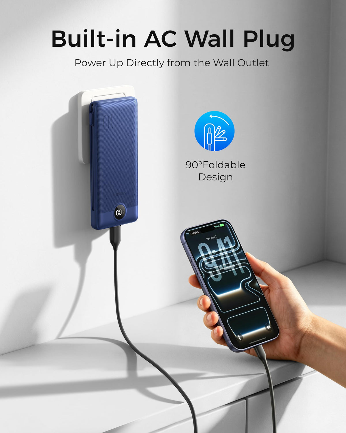 VEGER Portable Charger for iPhone, Power Bank Built in Cables and Wall Plug