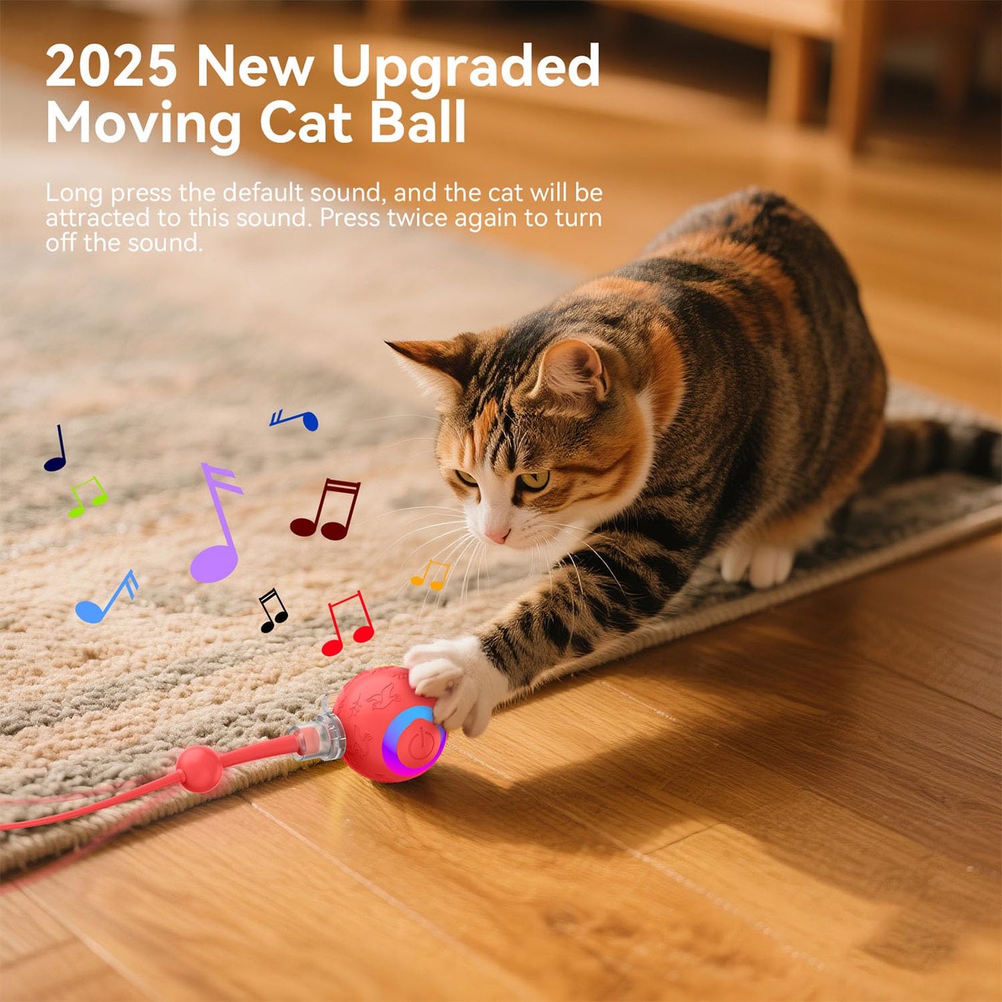 Zonopy Interactive Cat Toys Ball for Indoor Cats Fast Rolling on Carpet, Chirping & Motion Activate Cat Toys, 3 Modes, ON/Off Sound