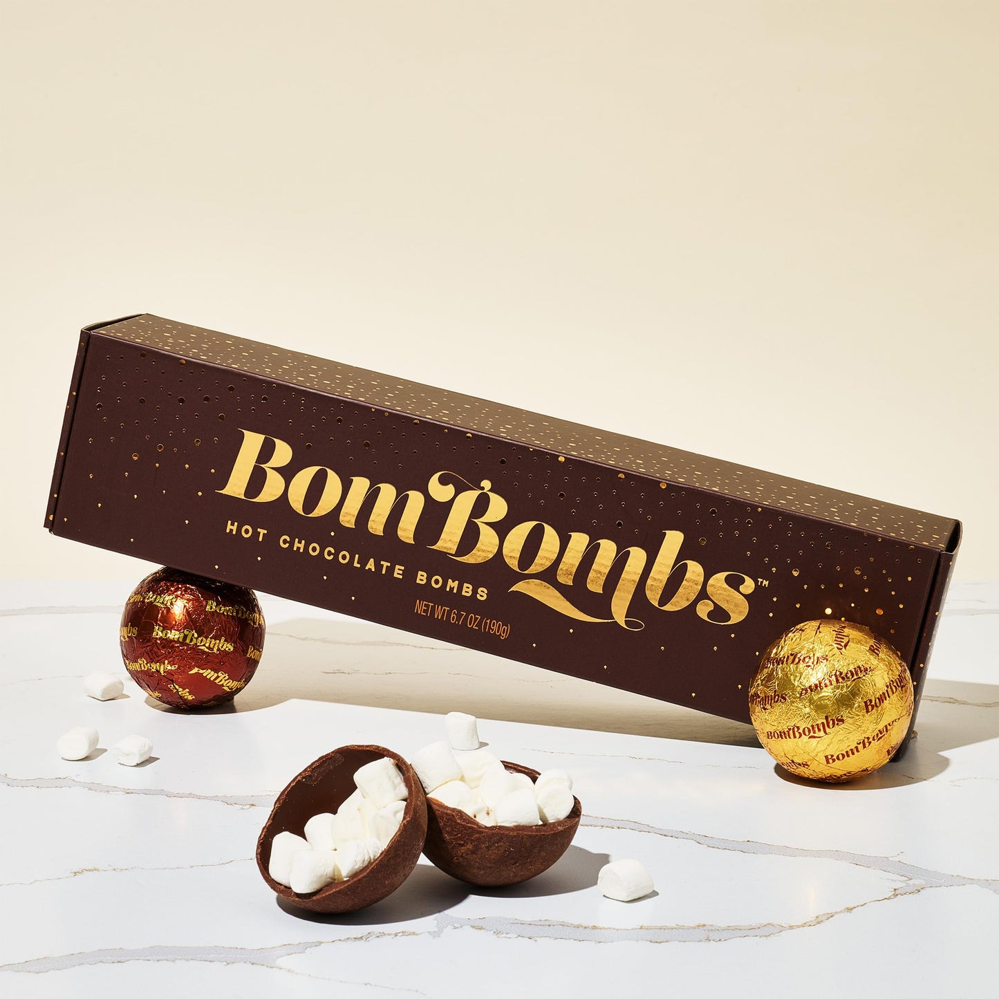 BomBombs, Hot Chocolate Bombs, Includes Fudge Brownie and Caramel Candy Cocoa Bombs Filled with Marshmallows, Pack of 5