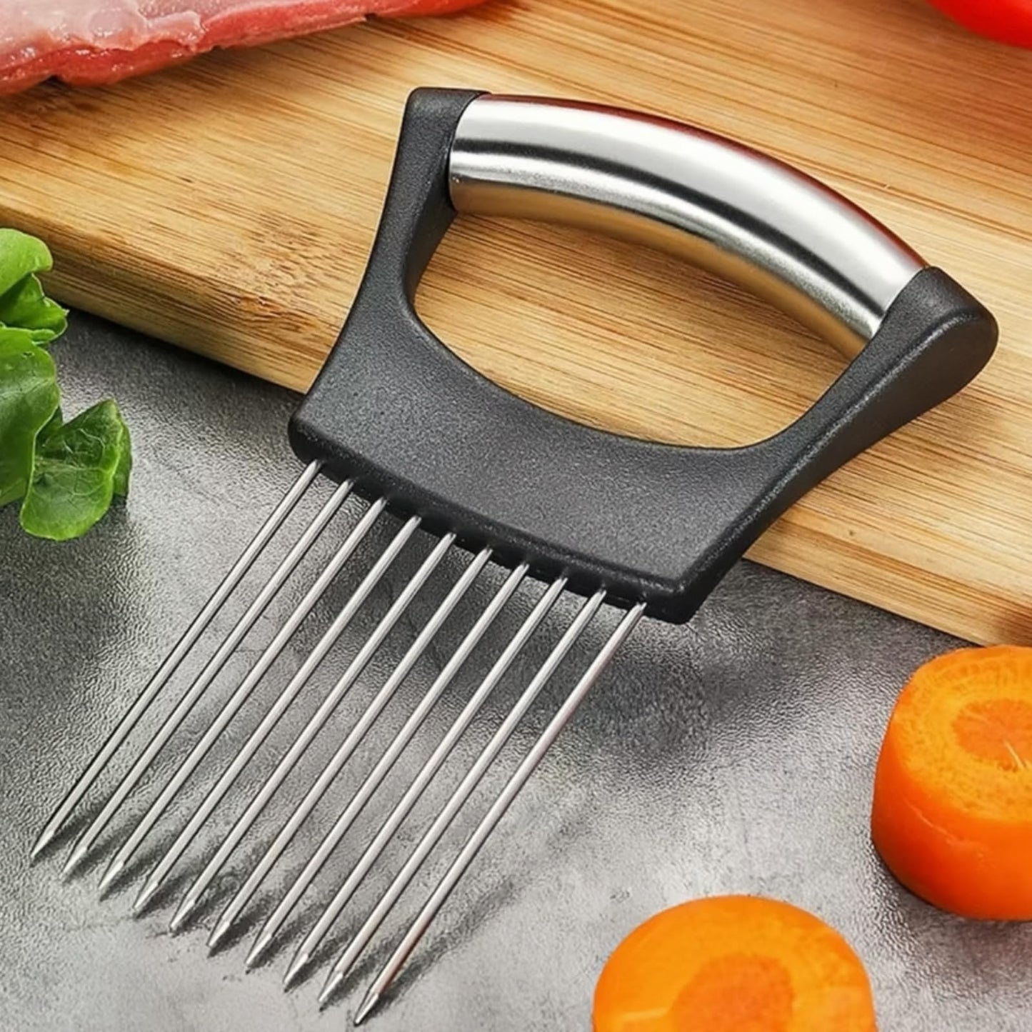 304 Stainless Steel Needle, Manual Fruit and Onion Cutter Tool with Handle, Vegetable Cutter for Potato, Tomato, Avocados, Eggs, Fruit Lemon and Meat, Lemon Slicer, Kitchen Gadgets(1 PCS)