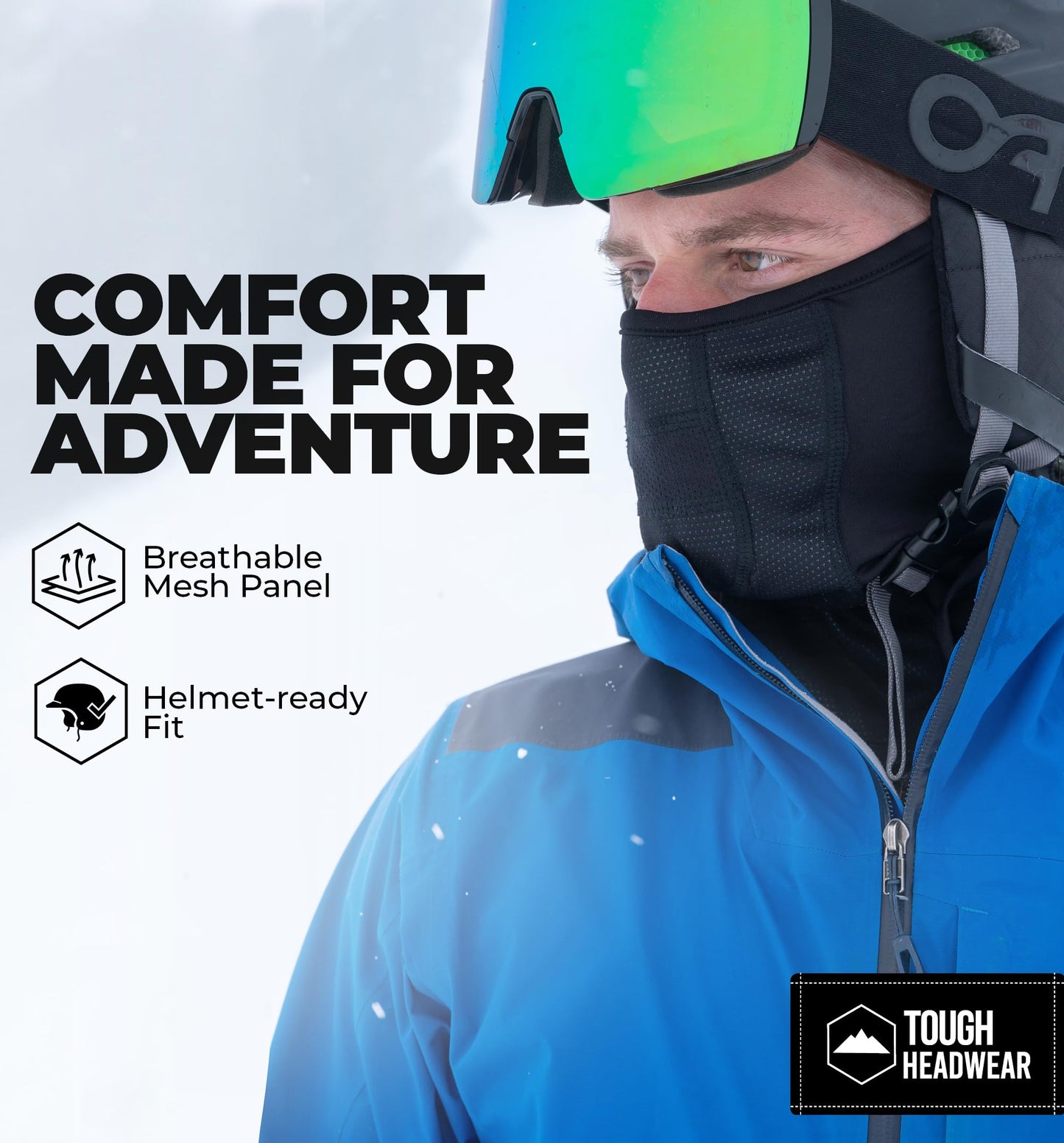 Tough Headwear Half Ski Mask for Men & Women, Winter Face Mask for Cold Weather, Half Balaclava Neck Gaiter Warmer, Motorcycle Face Mask