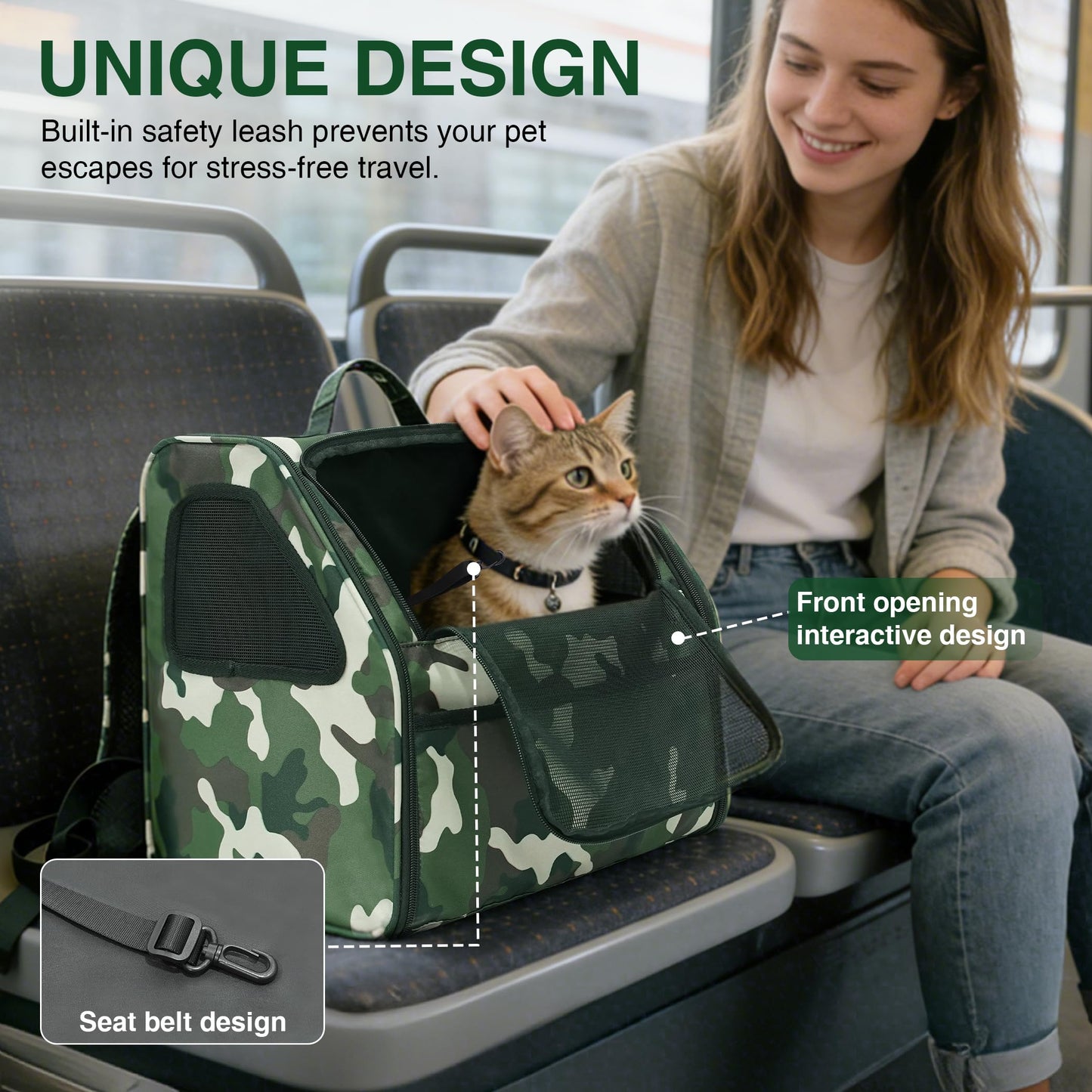 Cat Carrier Backpack Camouflage Pet Backpack for Cats Up to 11lbs