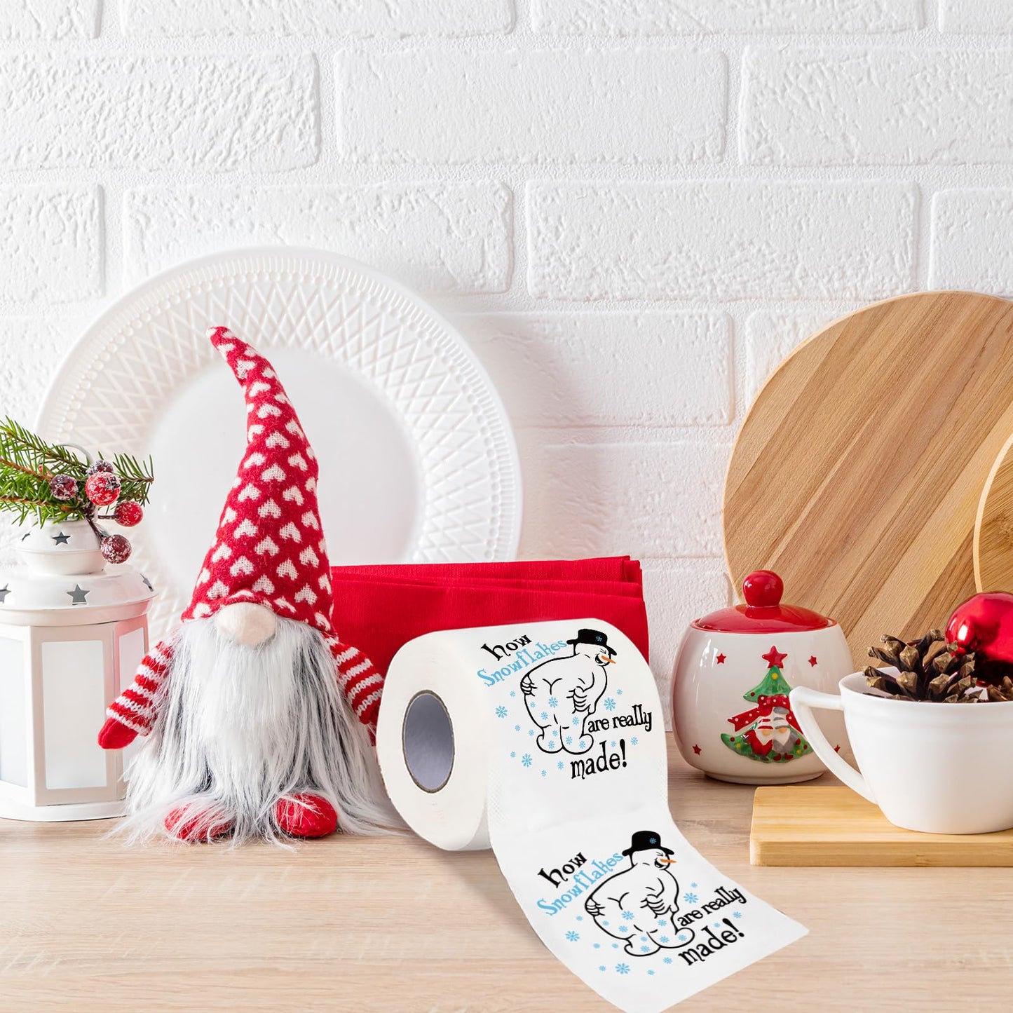 Funny Christmas Toilet Papers, Christmas Bathroom Decorations, 200 Sheets Holiday Toilet Papers, Novelty White Elephant Gag Gifts for Men Women, Xmas Stocking Stuffers Party Decor Supplies