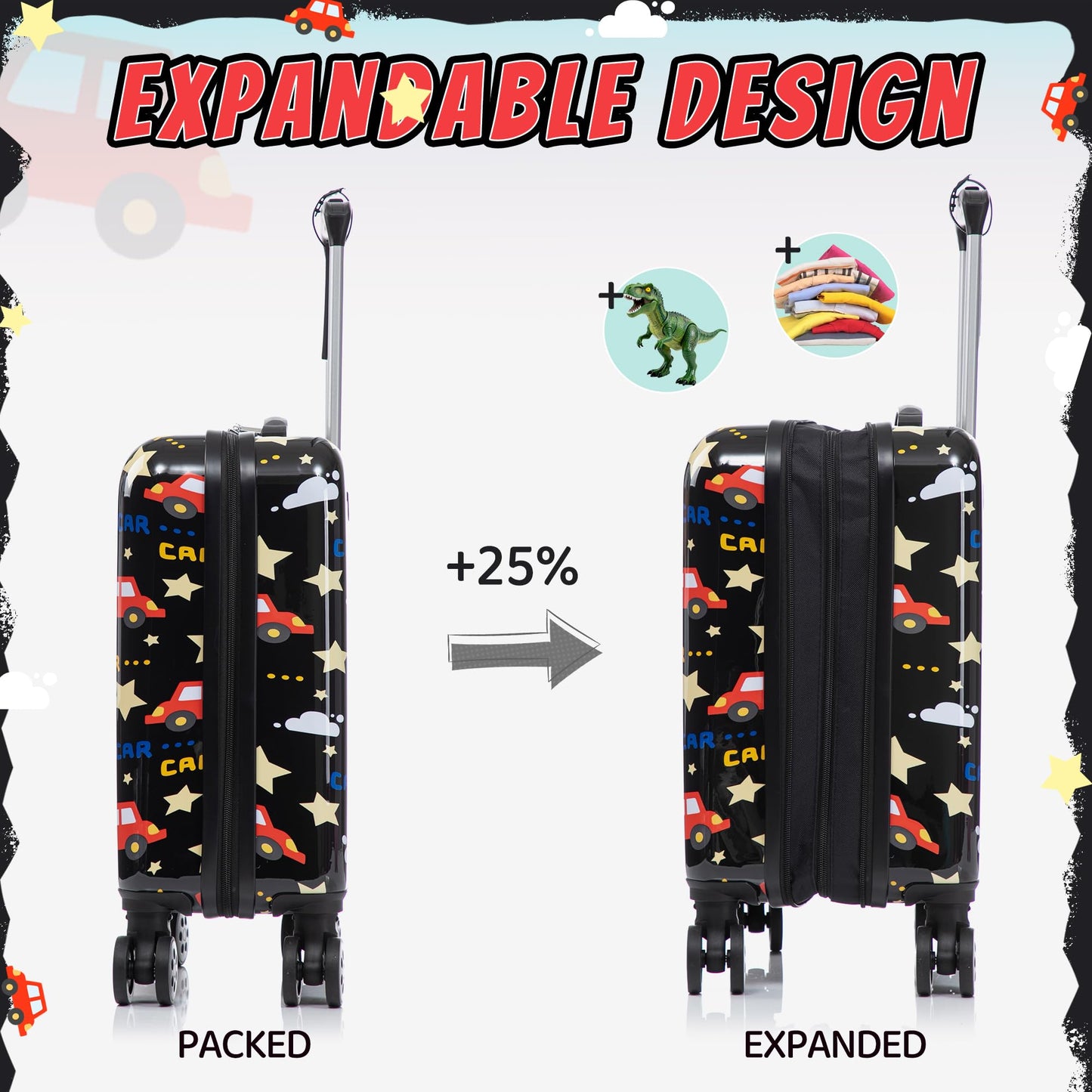 16’’ Kid’s Luggage Set with Spinner Wheels, Hardside with Suitcases,6 Piece