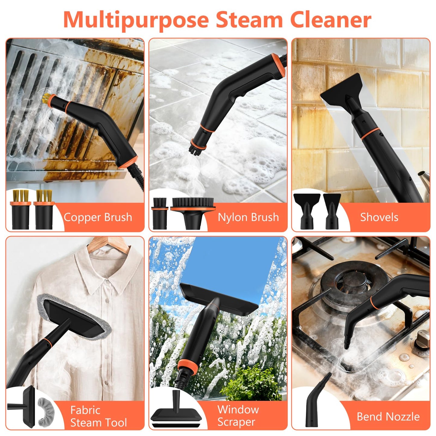 Steam Cleaner, Portable Steamer for Cleaning with 16pcs Accessories,