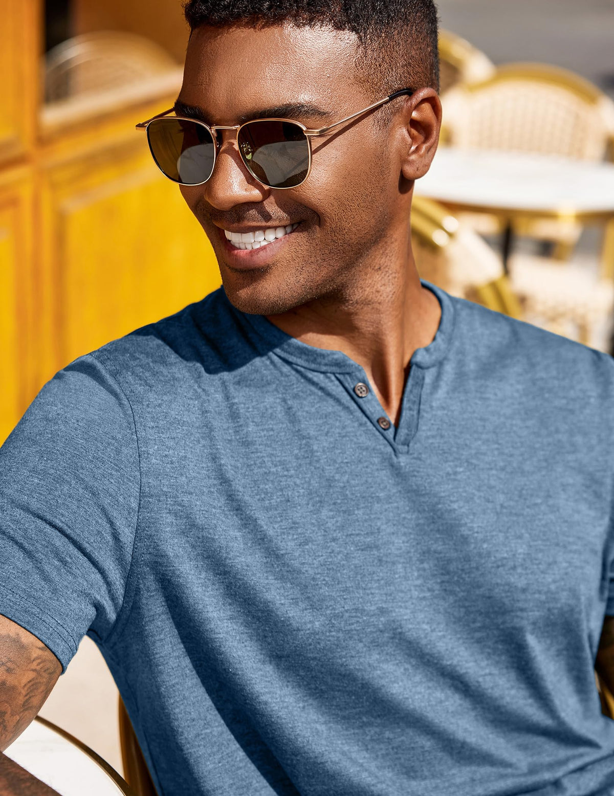 COOFANDY Mens T Shirts Casual Stylish Short Sleeve Burnout Shirts Lightweight Tees Fashion Tops Dark Blue