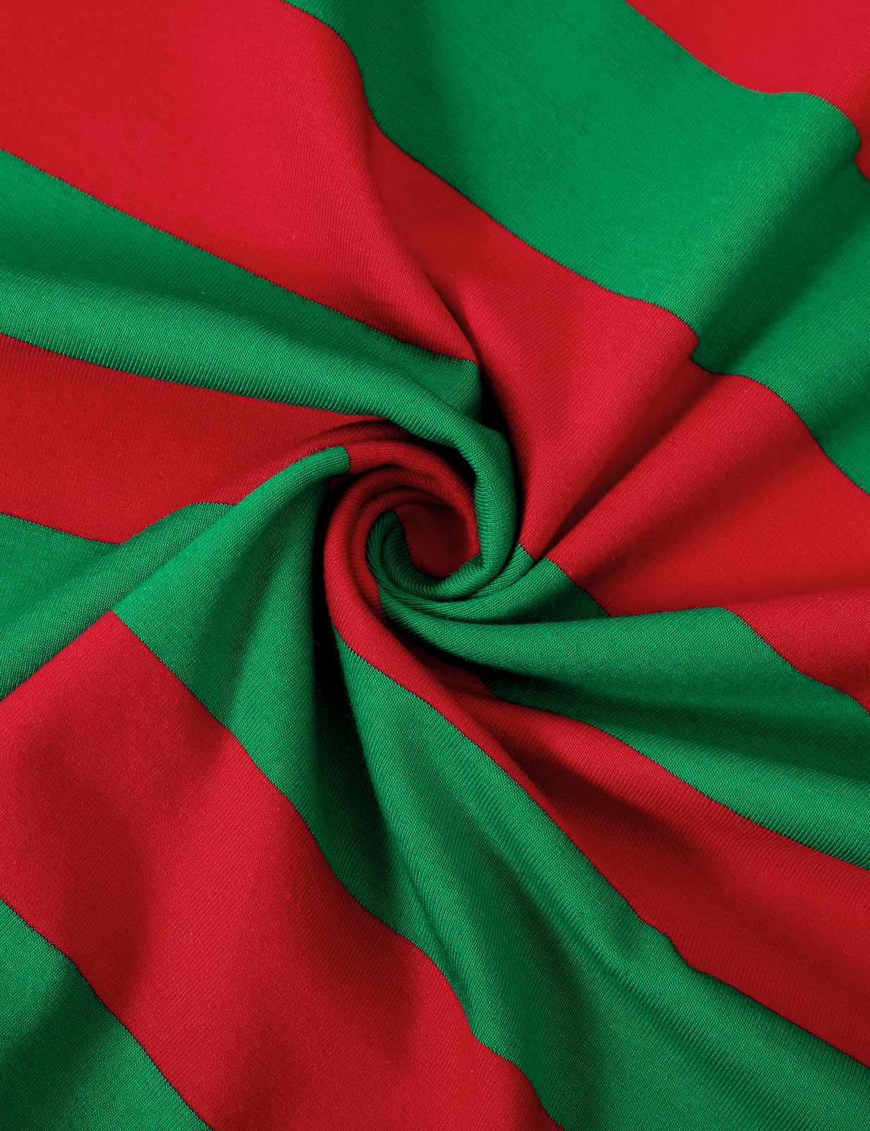 Funny World Red and Green Striped Shirt Long Sleeve Mens Christmas T-Shirts, Large