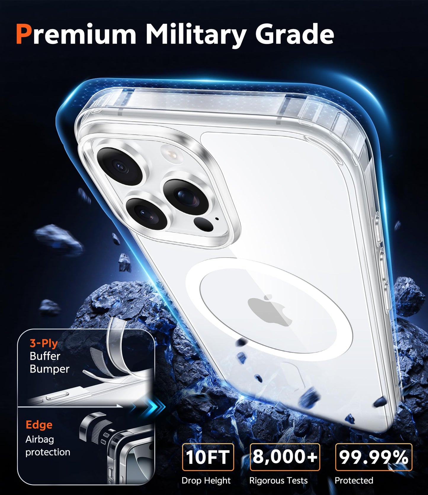 FNTCASE for iPhone 16 Pro-Max Case Compatible with Magsafe Clear Phonecase
