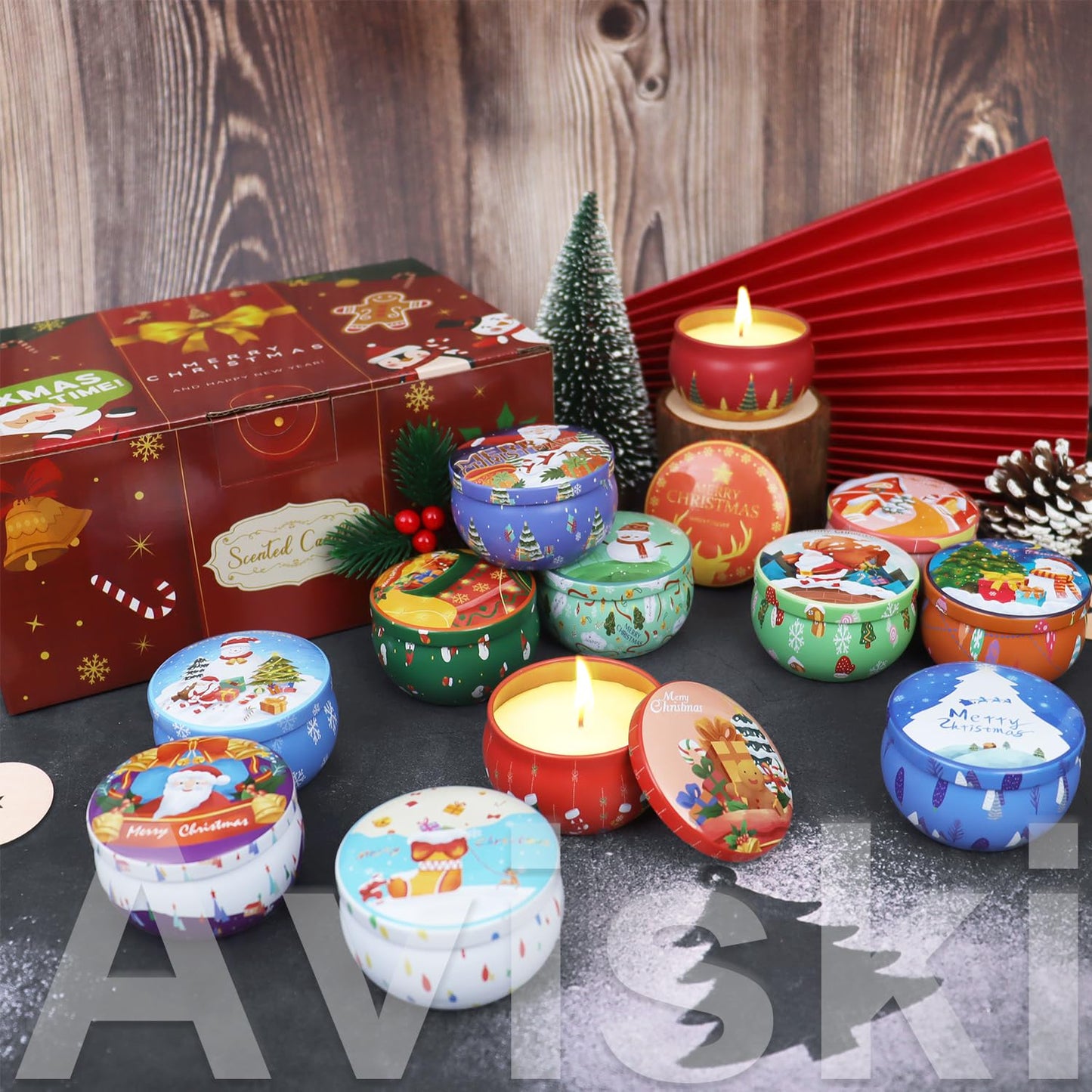 12 PCS Christmas Scented Candles, 2.5OZ Jar Candles, 12 Christmas Fragrances Candle Set for Women, Mom, Grandma, Godmother, Coworker, Teacher