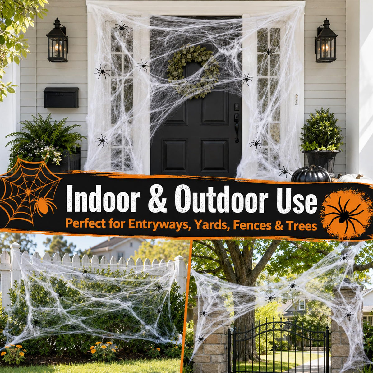 MAQIHAN 1100 Sqft Halloween Spider Webs - Outdoor Cobwebs with 40 Spiders