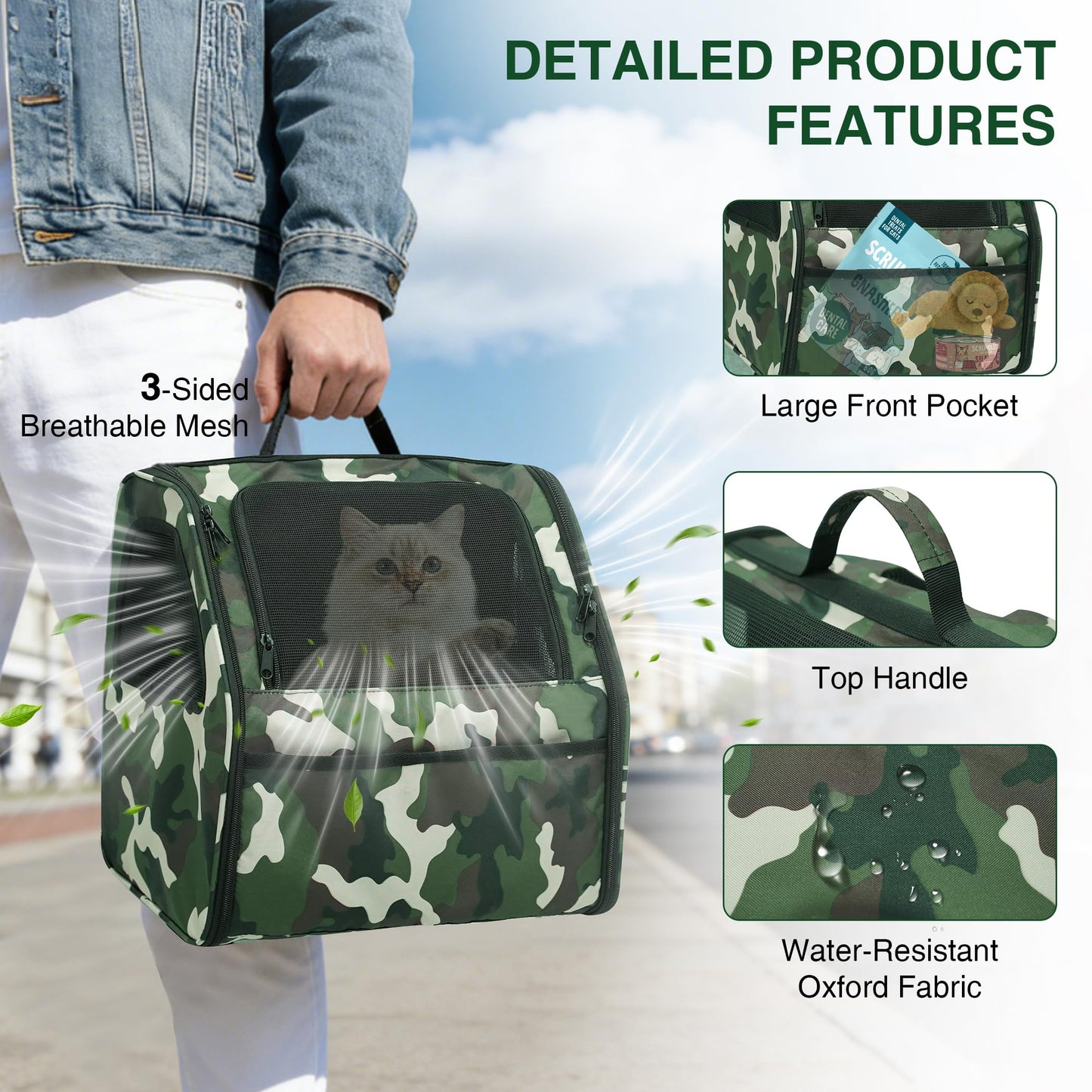 Cat Carrier Backpack Camouflage Pet Backpack for Cats Up to 11lbs