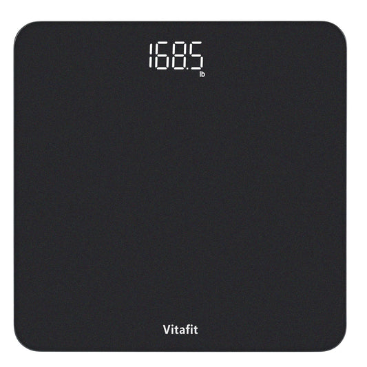 Vitafit Digital Bathroom Scale for Body Weight, Weighing Professional Since 2001, Clear LED Display and Step-On, 3*AAA Batteries Included, 400lb/182kg, Spray Silver Black