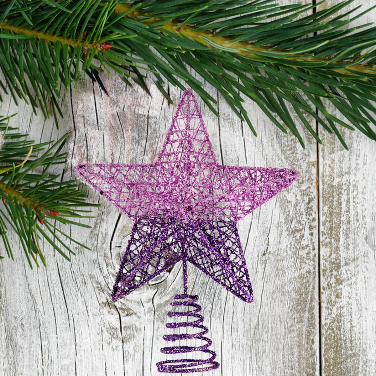 BinaryABC Christmas Tree Topper Star,Glittering Christmas Tree Decoration Ornaments,20cm (Purple Gradient)