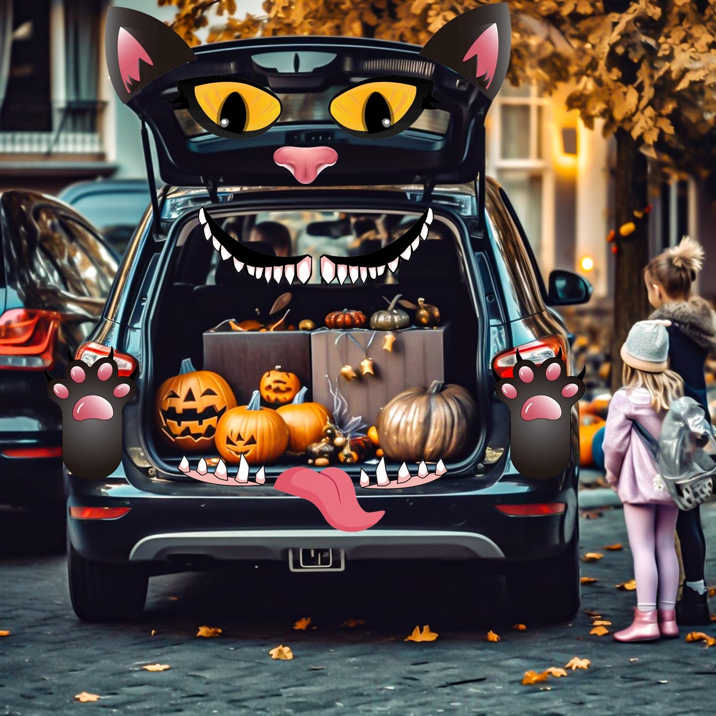 POILKMNI Halloween Black Cat Trunk or Treat Car Decorations Kit