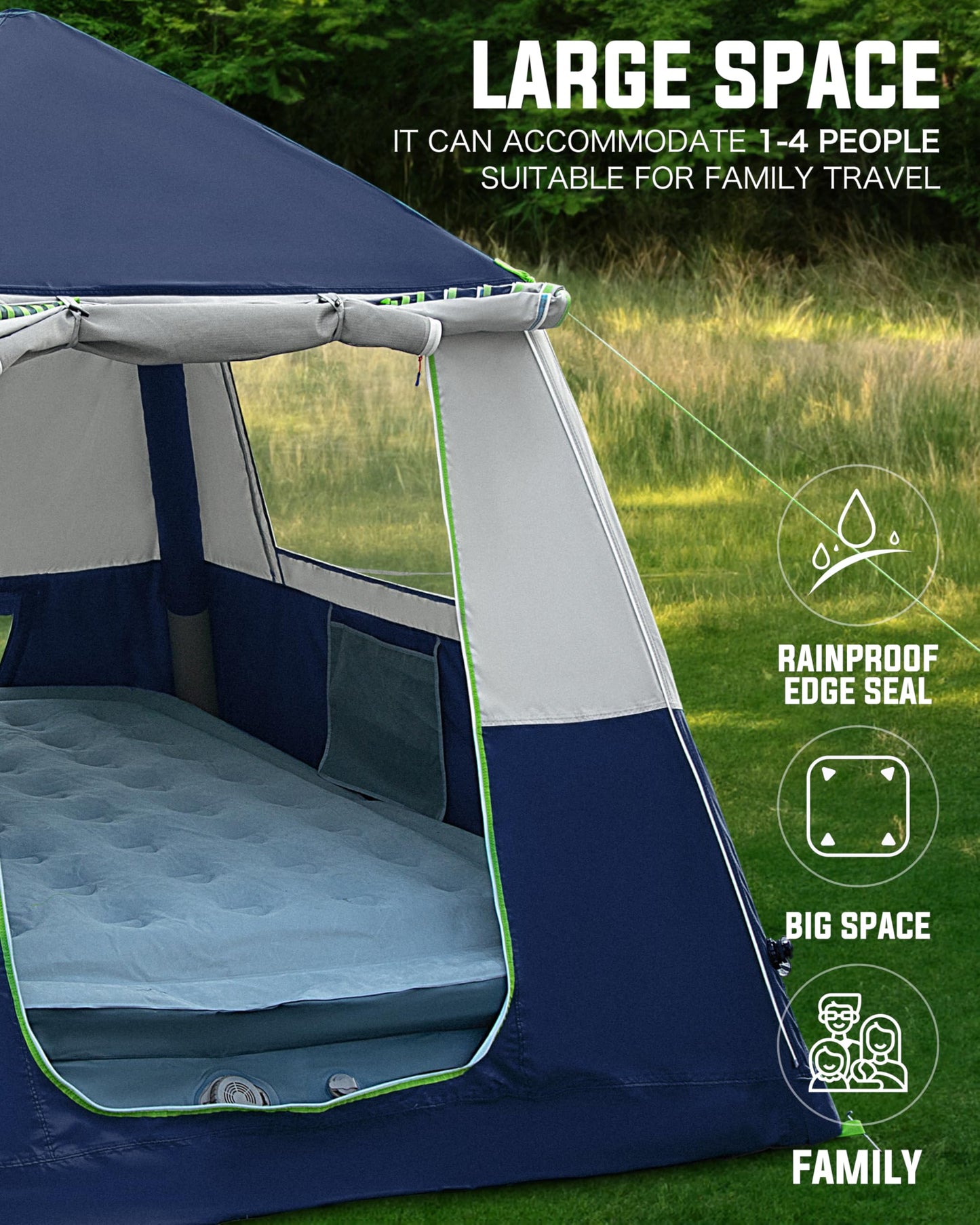 CORANI Inflatable Camping Tent, 1-4 Person