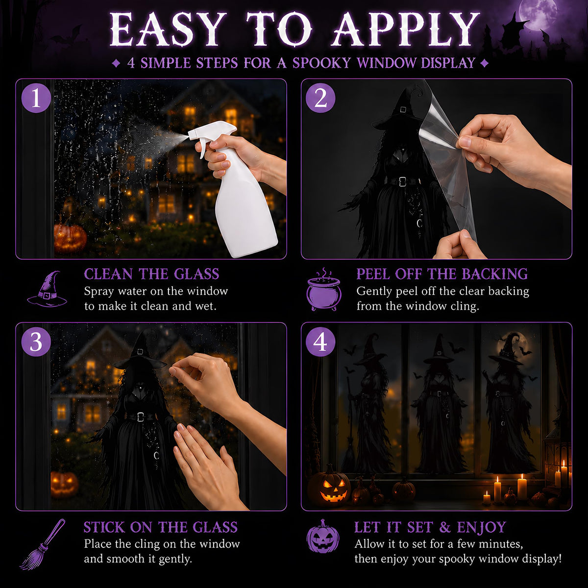 Halloween Decorations - Witch Window Clings for Halloween Party Decor