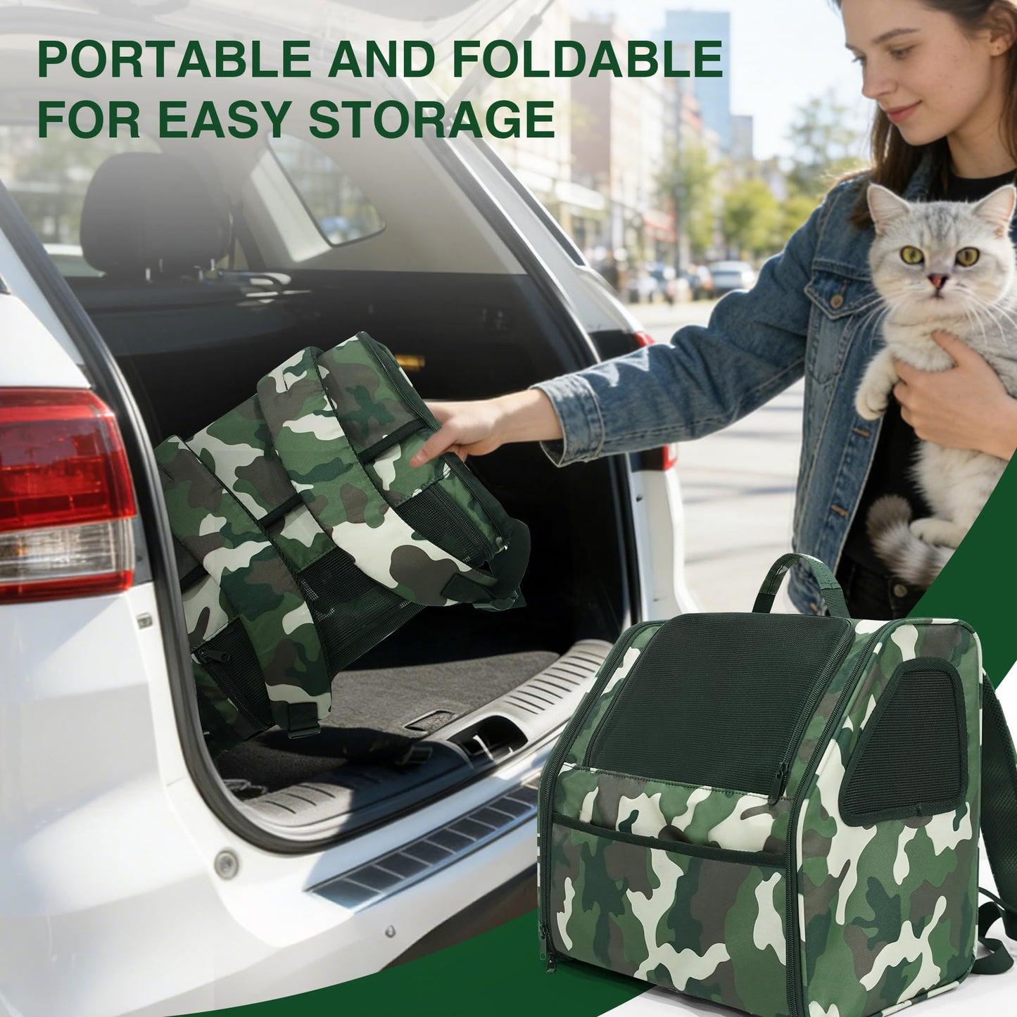 Cat Carrier Backpack Camouflage Pet Backpack for Cats Up to 11lbs