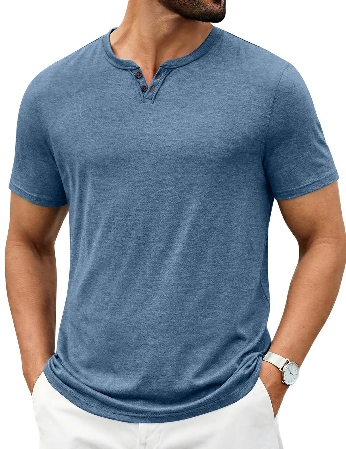 COOFANDY Mens T Shirts Casual Stylish Short Sleeve Burnout Shirts Lightweight Tees Fashion Tops Dark Blue
