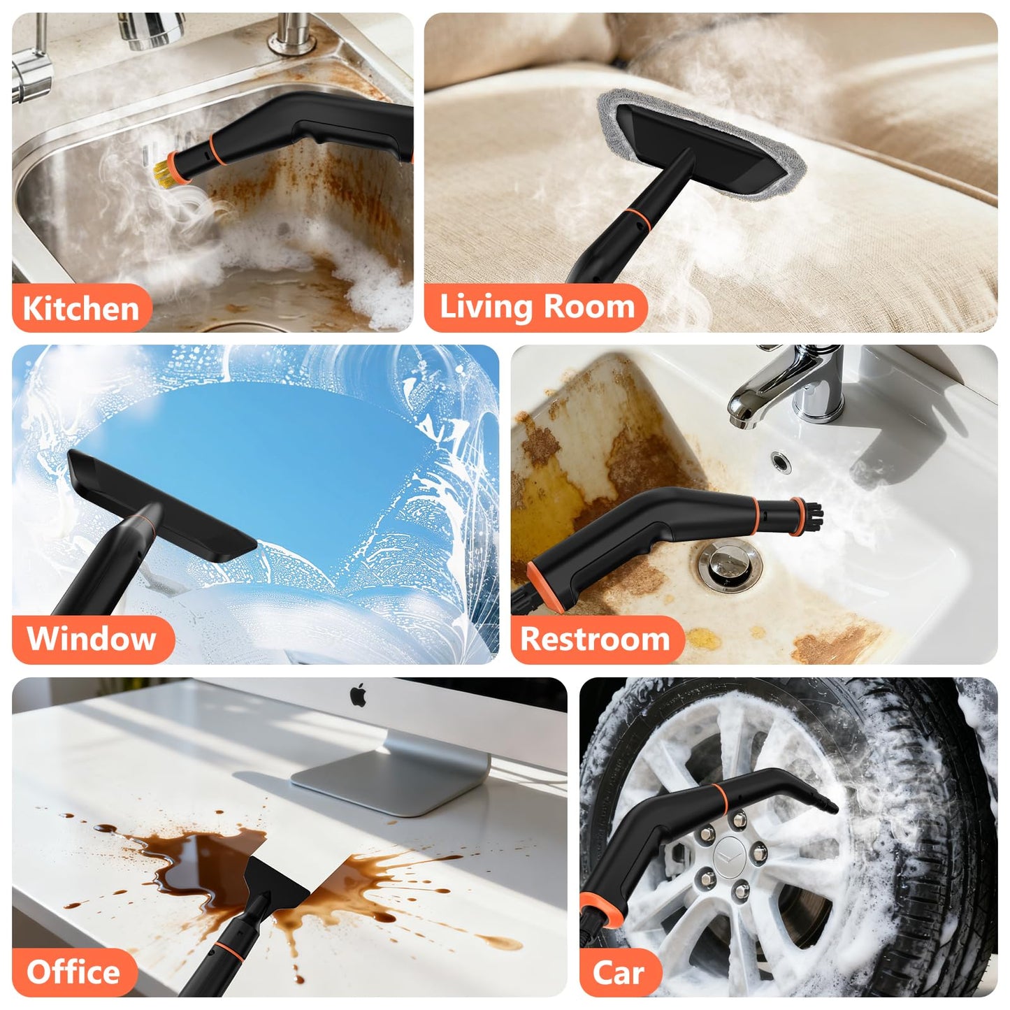 Steam Cleaner, Portable Steamer for Cleaning with 16pcs Accessories,