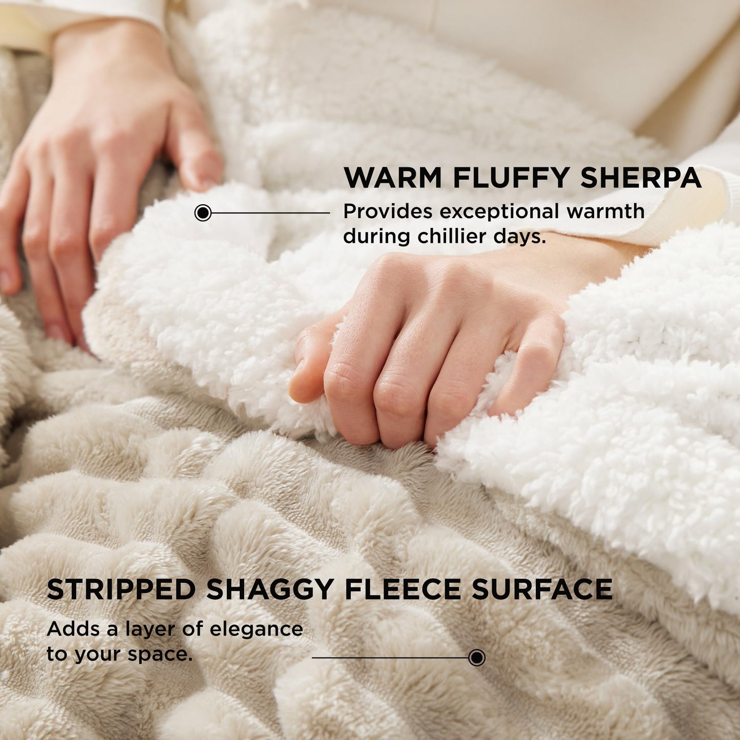 Bedsure Sherpa Throw Blanket for Couch - Super Soft, Cozy Fleece Thick Warm Blanket for Winter, GentleSoft Plush & Fluffy Christmas Throw Gift for Women, Room Decor, Beige, 50x60 Inches
