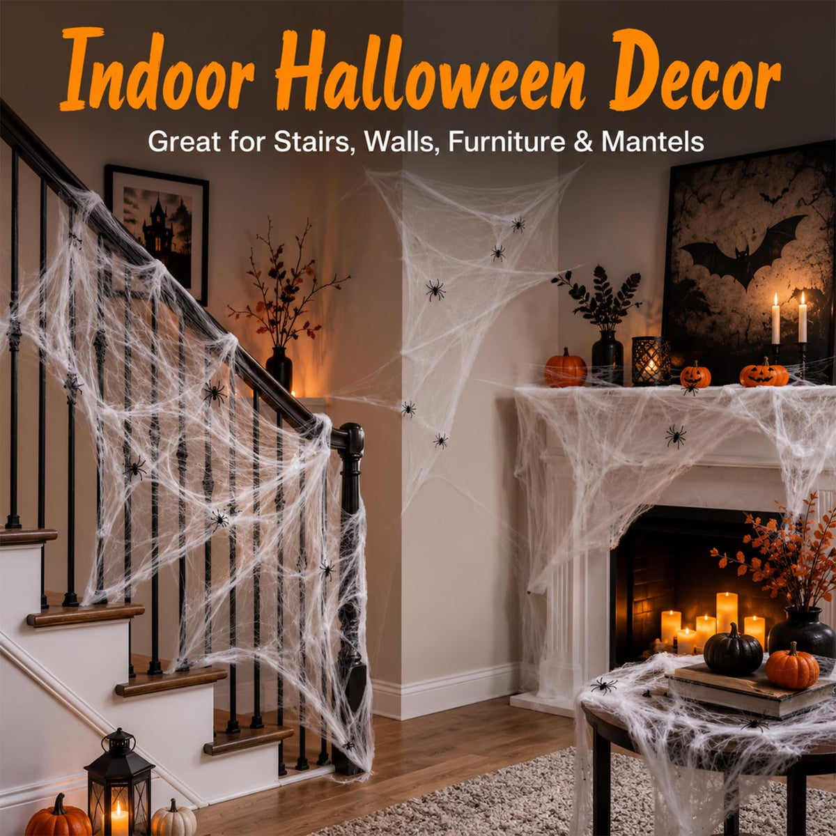 MAQIHAN 1100 Sqft Halloween Spider Webs - Outdoor Cobwebs with 40 Spiders