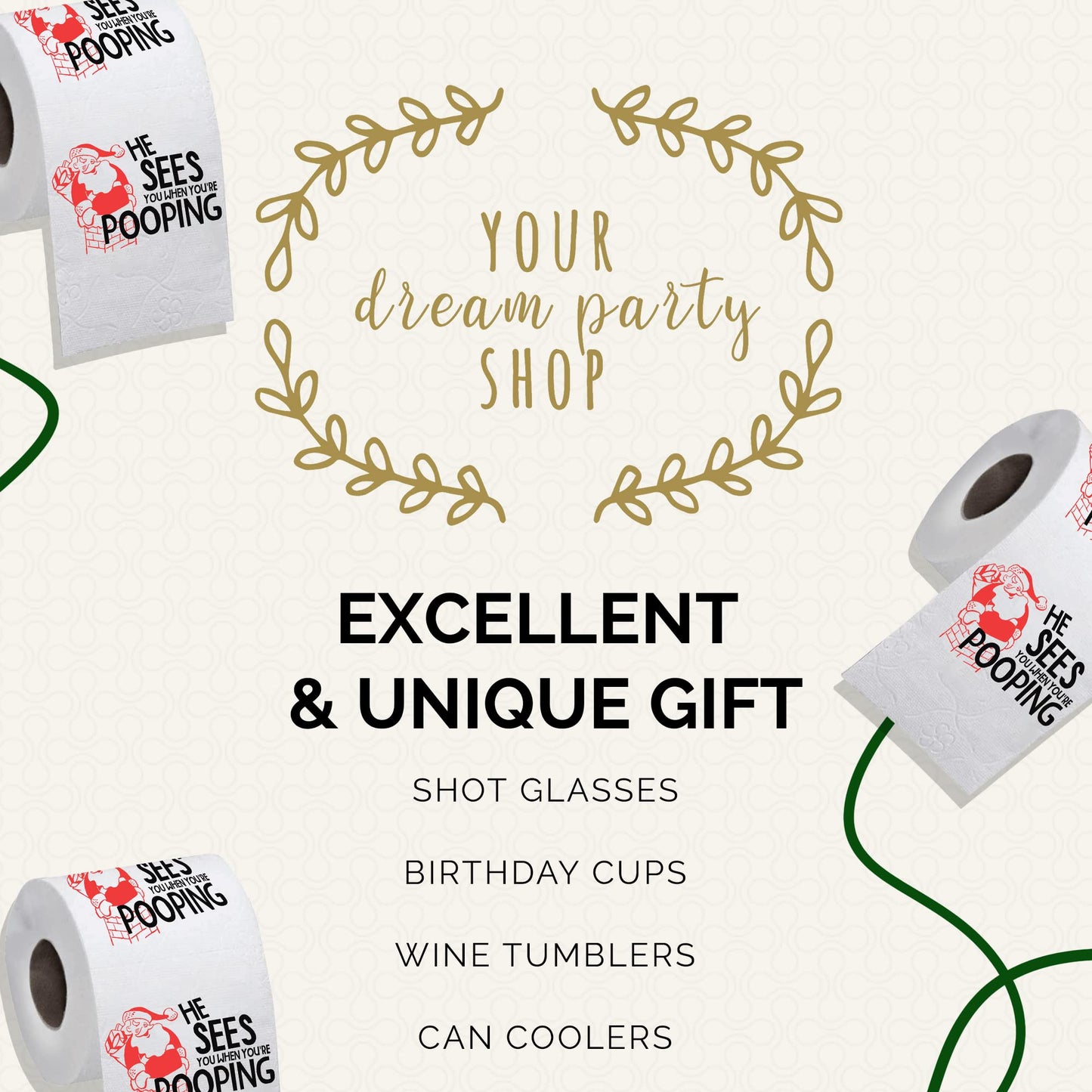 Christmas Toilet Paper Roll He Sees You When You're Pooping - Funny Toilet Paper, Funny Merry Christmas Novelty Gifts, Perfect for White Elephant and Holiday Parties - Santa, Xmas, Holiday Gag Gifts