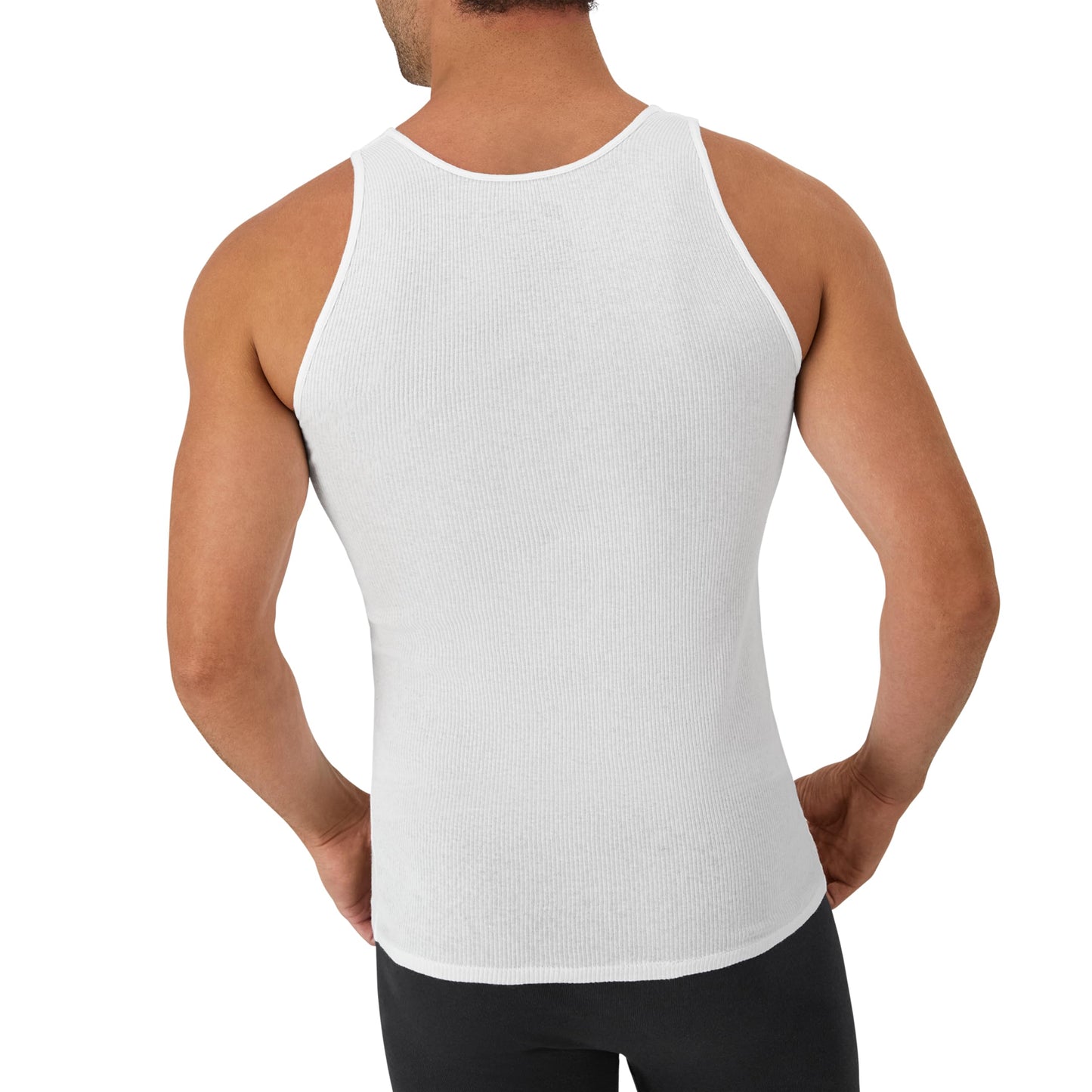 Hanes Men Tank Top Undershirt Pack, Cool & Breathable Cotton, Moisture-Wicking Ribbed Tanks for Men, White - L