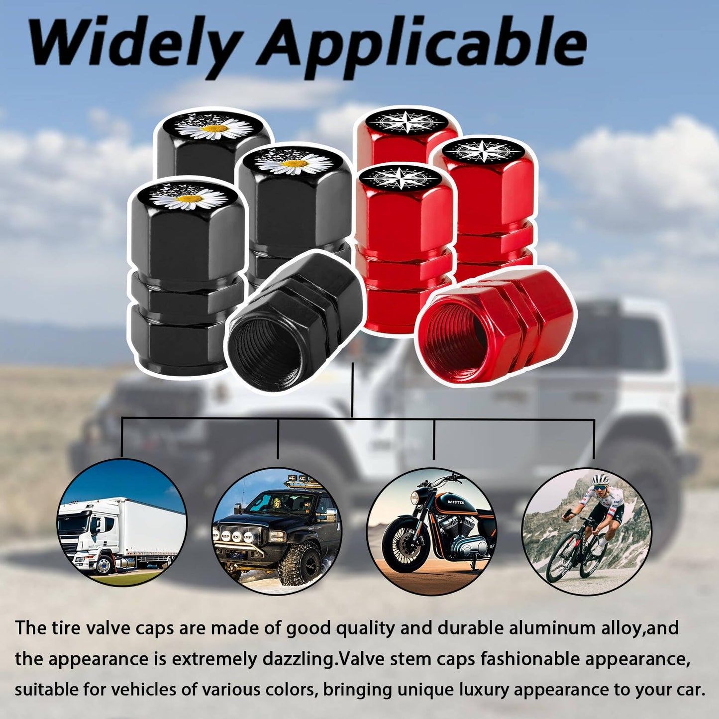 4Pack Turtle Tire Valve Stem Caps Aluminum Rust-Proof Valve Stem Covers