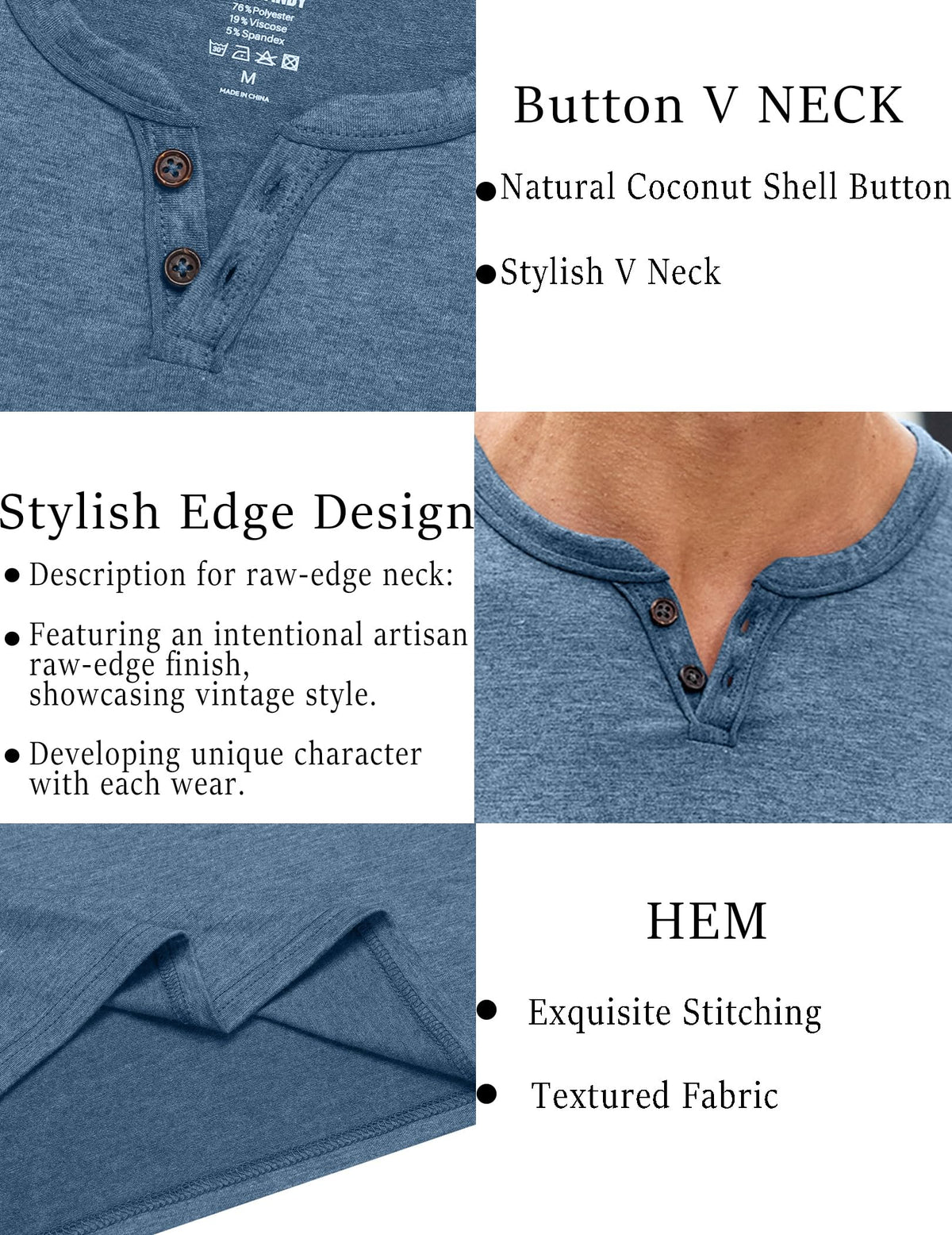 COOFANDY Mens T Shirts Casual Stylish Short Sleeve Burnout Shirts Lightweight Tees Fashion Tops Dark Blue